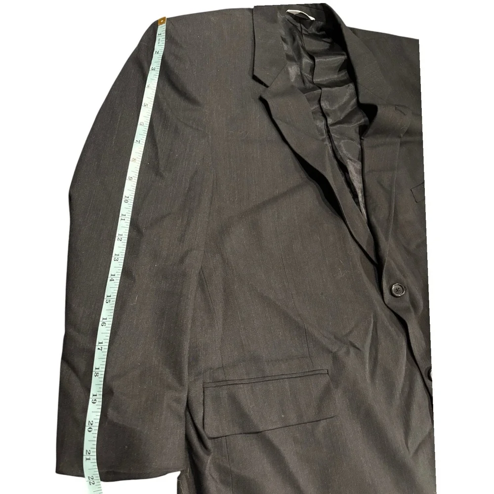 Joseph & Feiss Mens 100% Wool 2 Piece Suit Black 48 Short 46 Waist RN 77219 READ